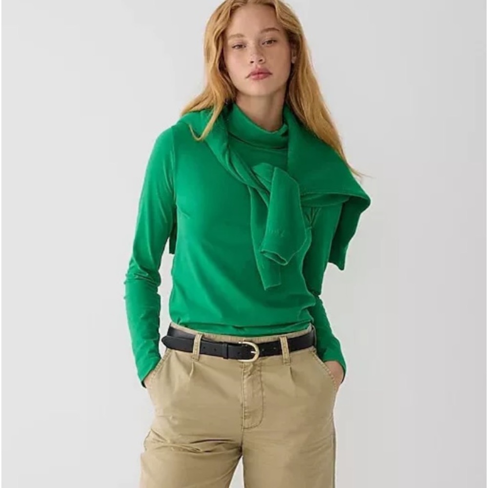 New J. Crew Tissue Turtleneck Emerald Green Size XXS